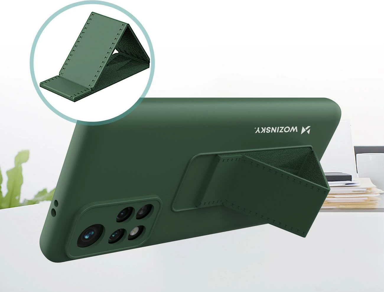 Mbështjellës Wozinsky Kickstand Case për Xiaomi Redmi 10, silikon, kaltër e errët