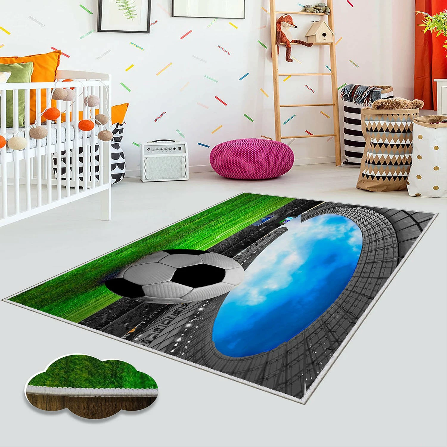 Qilim me dizajn futbolli, shumëngjyrësh, 120x180cm, Eexfab782