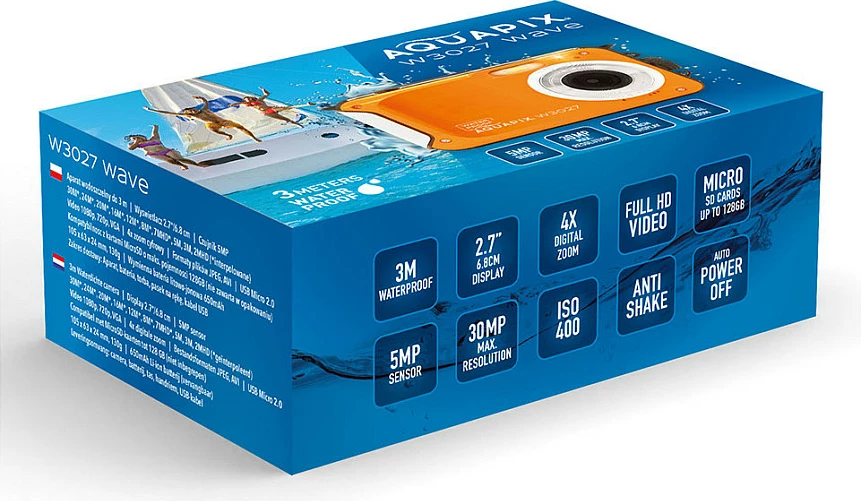 Kamerë digjitale Easypix Aquapix W3027 Wave, waterproof, portokalli