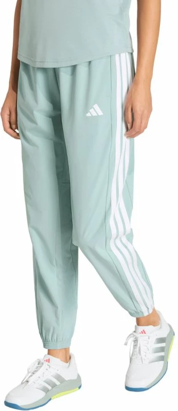 Pantallona sportive adidas Workout Essentials 3-Stripes Woven për femra, mint