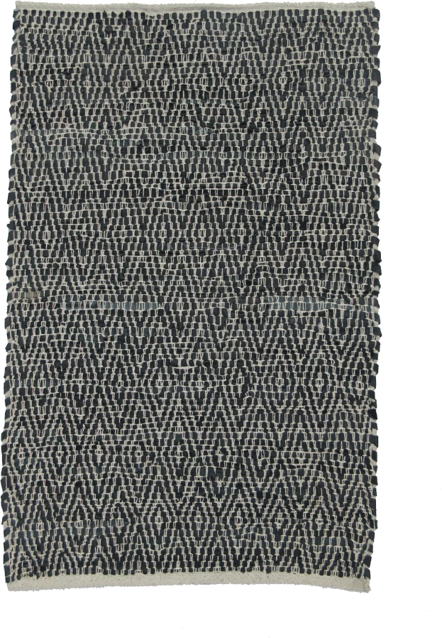 Qilim Rombo, lëkurë, ngjyrë e zezë-bezhë, 60x90cm