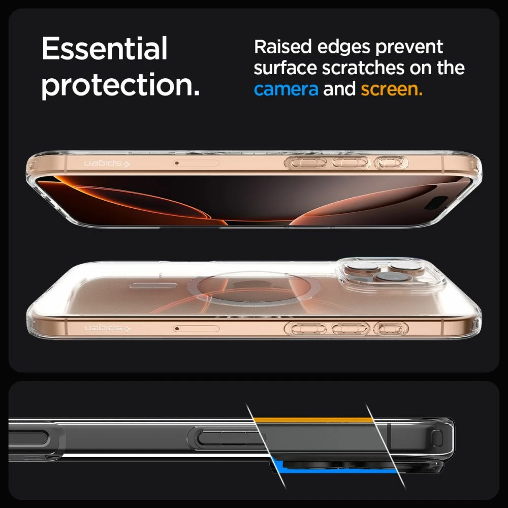 Mbështjellës, Spigen Liquid Crystal Mag MagSafe për iPhone 16 Pro, TPU i hollë me airbag në qoshe, kompatibil me karikim MagSafe, transparent