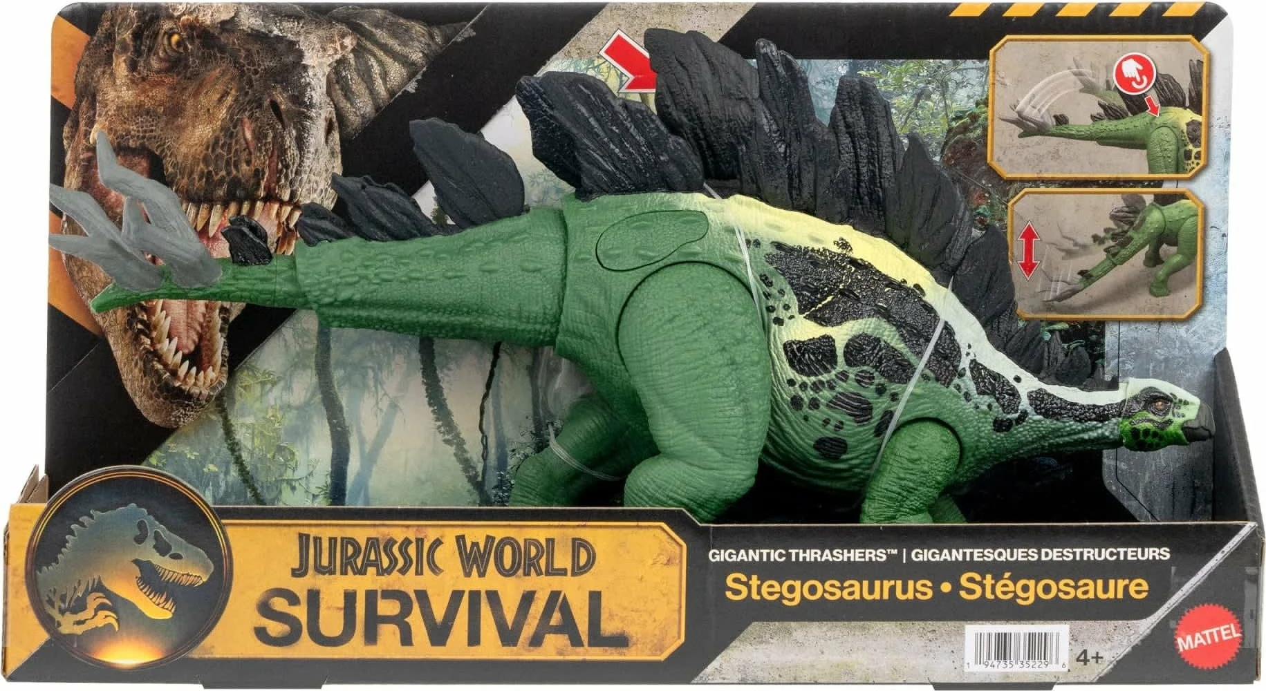 Figurë dinosauri Mattel Jurassic World Stegosaurus Giant Attack JKL85 35.5 cm, jeshile/zezë, 1 copë