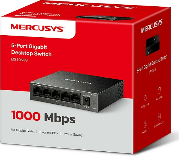 Switch Mercusys MS105GS, 5-Port Gigabit, Unmanaged, metal, i zi