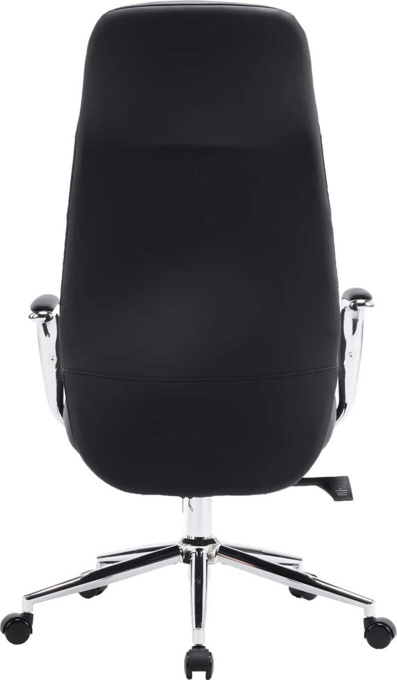 Karrige zyre TEETER, lëkurë PU e zezë, bazë kromi, 67x66x121cm