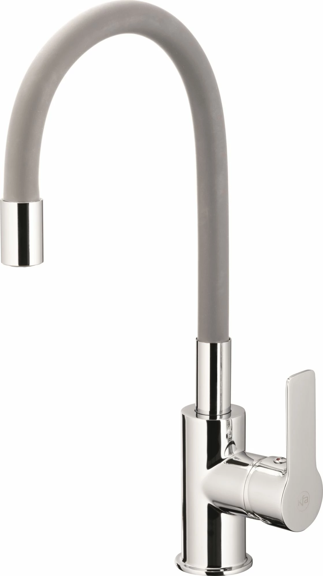 Rubinet kuzhine KFA Rumba 6553-915-63, me një levë, grykë fleksibile, montim në tavolinë, 405 mm, gri