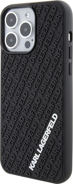 Mbështjellës Karl Lagerfeld 3D Rubber Multi Logo për iPhone 15 Pro Max, i zi