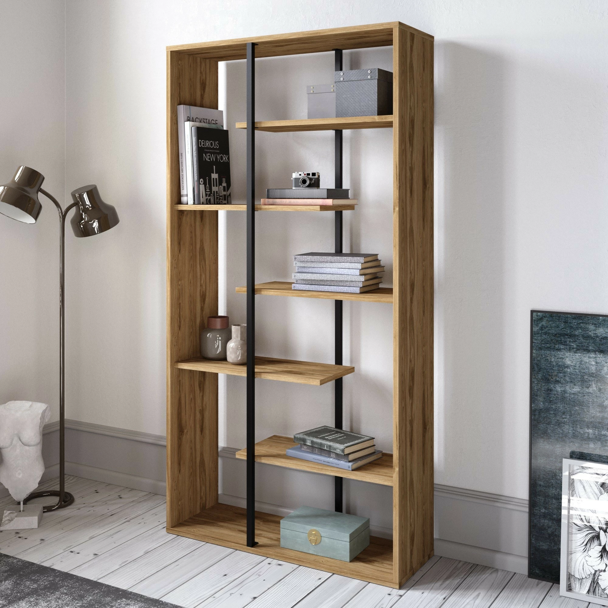 Raft librash Hanah Home Presto, ngjyrë arre dhe e zezë