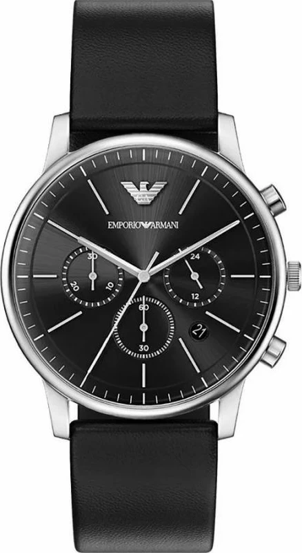 Orë dore meshkuj Emporio Armani Minimalist Chronograph AR11774, e zezë, me kuti