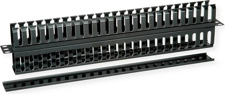 Kanal kabllosh VALUE 19" 1U, panel frontal për rack, i zi