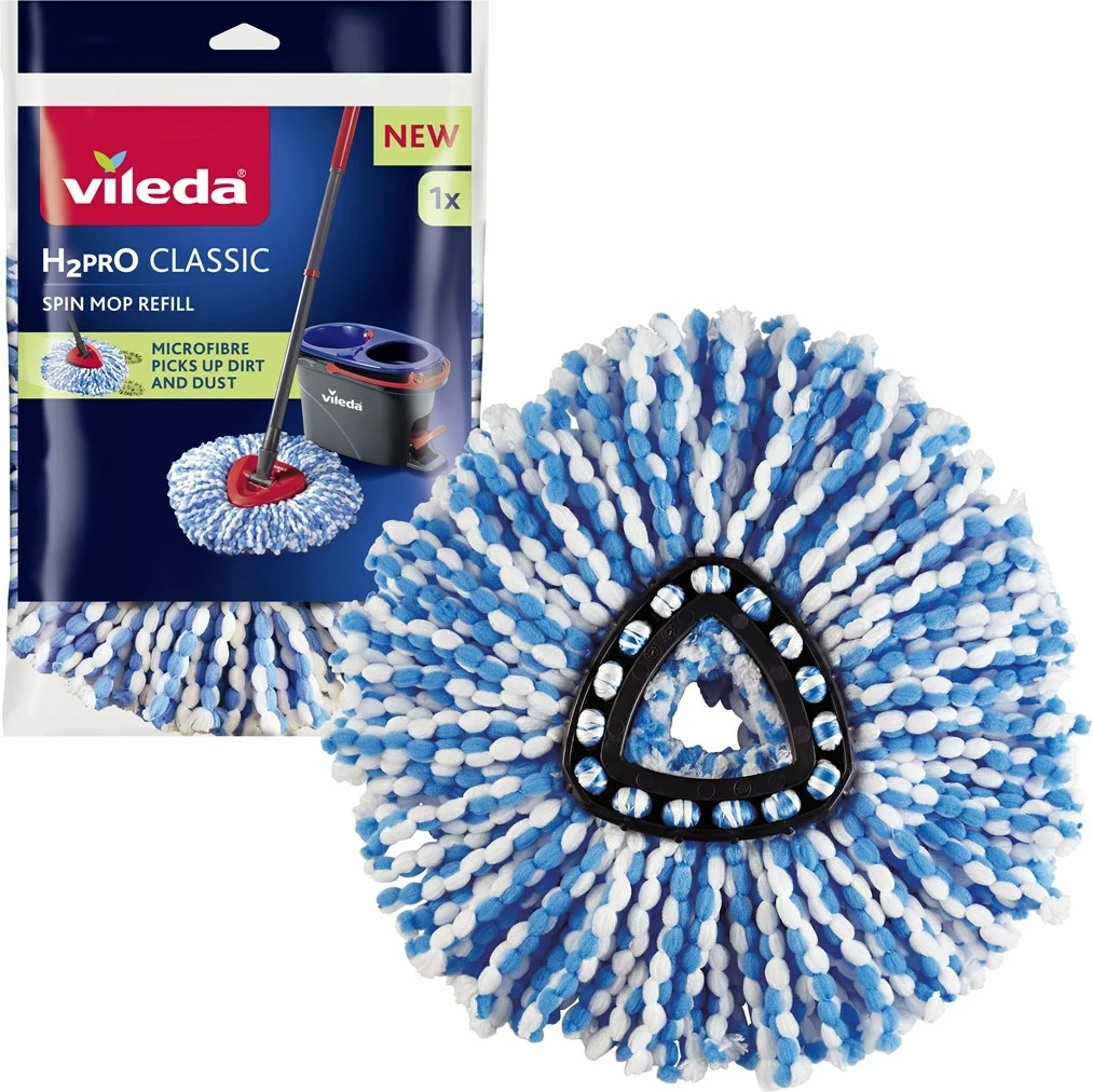 Mop rrotullues Vileda H2prO me kovë, mikrofibër, i zi