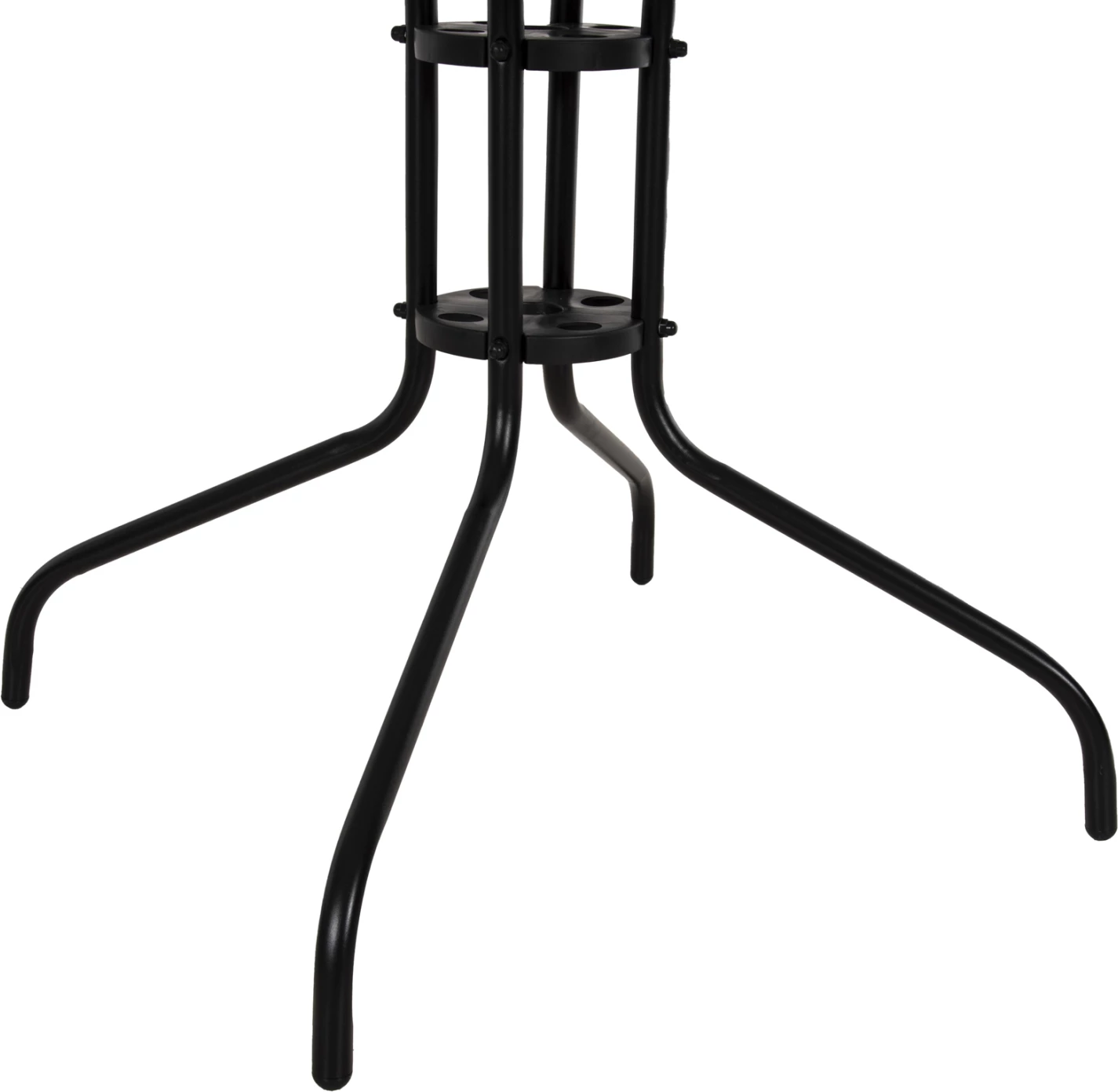 Tavolinë e jashtme katrore FIGO FH5972.03, metalike e zezë me sipërfaqe tavoline prej xhami, 80x80x71 cm