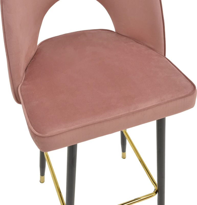 Karrige për bar Casenio, kadife, mollë e kalbur-e zezë-ari, 48x50x117cm