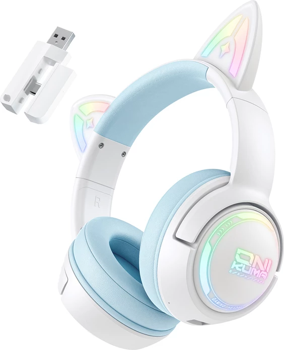 Kufje gaming ONIKUMA GT838 Bluetooth 5.3, RGB, bateri 1000mAh, Blu, set me kabllo USB-C + adapter