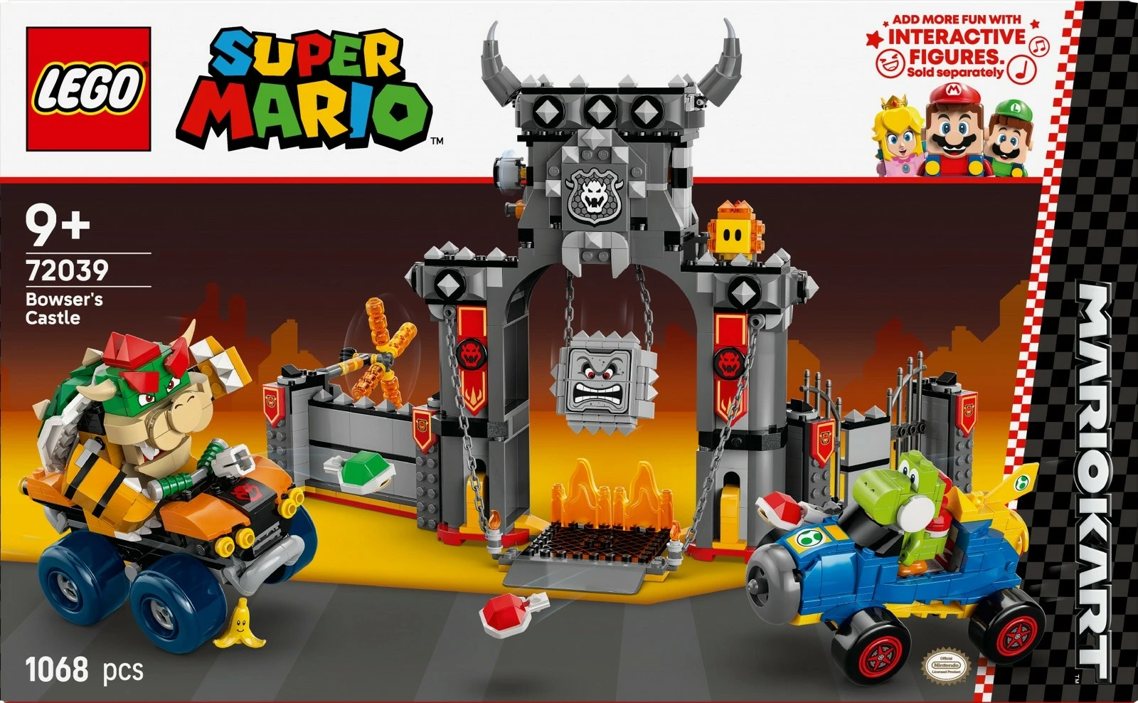 Set ndërtimi LEGO Super Mario Mario Kart Bowser and His Castle 72039, 1068 pjesë