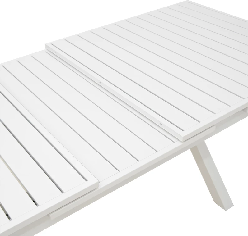 Tavolinë zgjeruese Dagyn, alumin e bardhë, 180-240x90x76cm