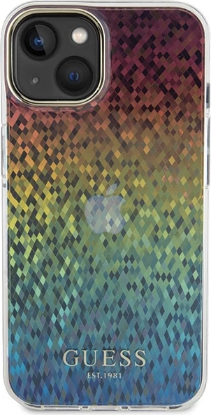 Mbështjellës Guess IML Faceted Mirror Disco Iridescent për iPhone 15, shumëngjyrësh