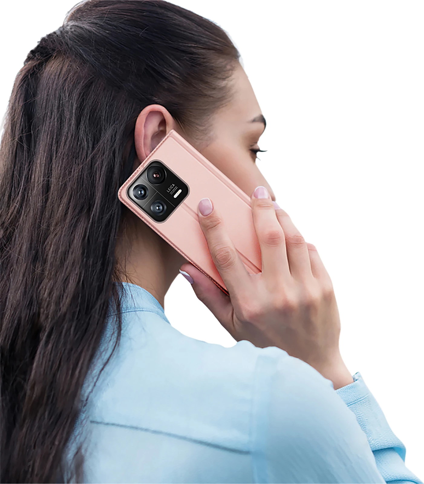 Mbështjellës Dux Ducis Skin Pro për Xiaomi 13 Pro, me kapak, xhep për kartelë, rozë