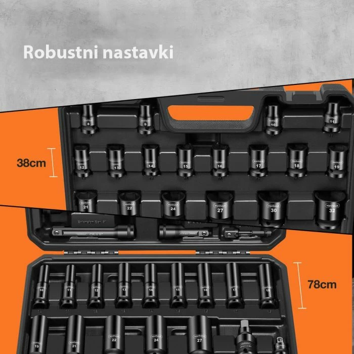 Set dopsash impact VONHAUS 3500318, 40 copë, metrik, me ekstensione, zi