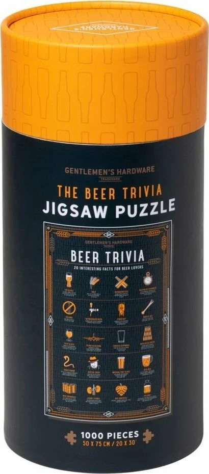 Puzzle Gentlemen’s Hardware Beer Trivia 1000 pjesë, tub dekorativ, zi/portokalli