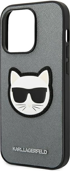 Mbështjellës Karl Lagerfeld KLHCP14LSAPCHG për iPhone 14 Pro 6.1", Saffiano Choupette, Argjend