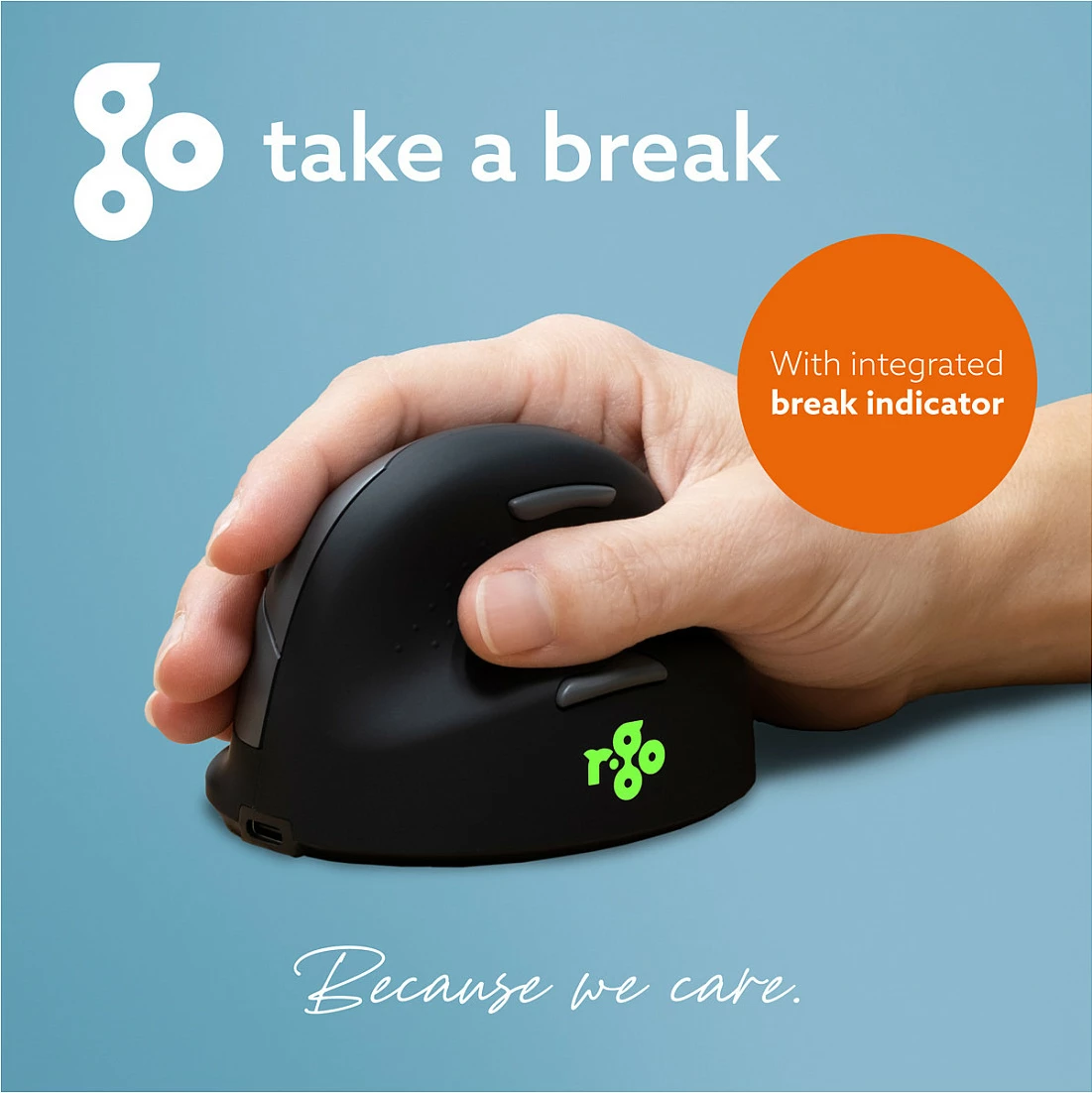Maus ergonomik R-GO HE Break, vertikal, Bluetooth, 2400 DPI, i vogël (për dorë 