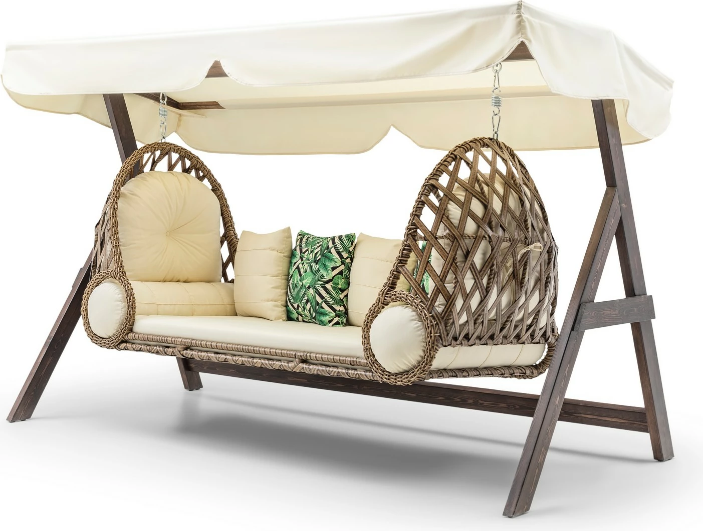 Karrige lëkundëse treshe për kopsht, ngjyrë krem, Skye Decor, Saltanat