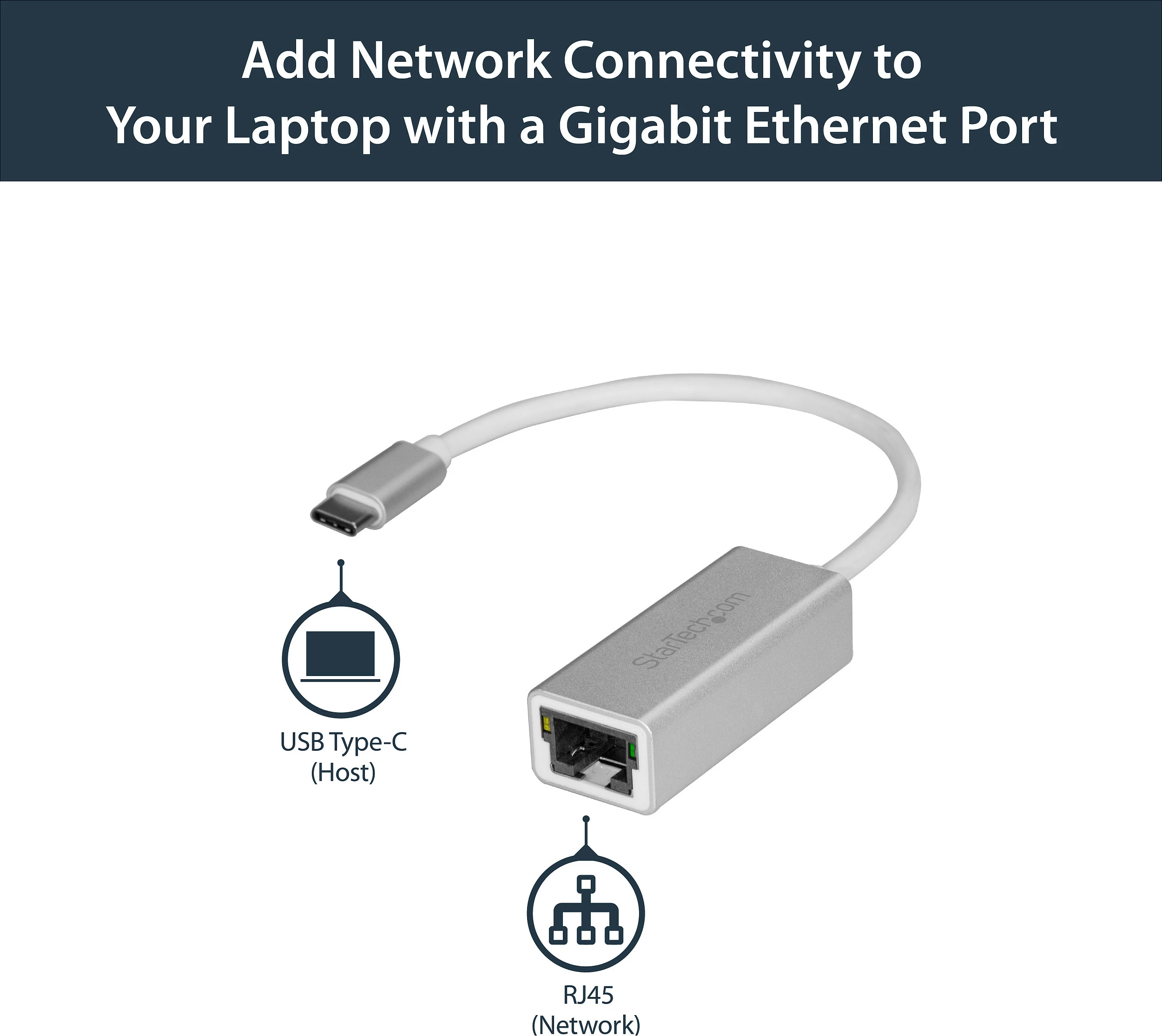 Adapter rrjeti StarTech US1GC30A, USB-C në Gigabit Ethernet RJ-45, 10/100/1000 Mbps, alumin, argjendtë