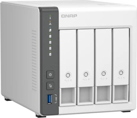 server NAS QNAP TS-433-4G, 4 disqe, 4GB RAM, 2.5GbE, i bardhë/gri