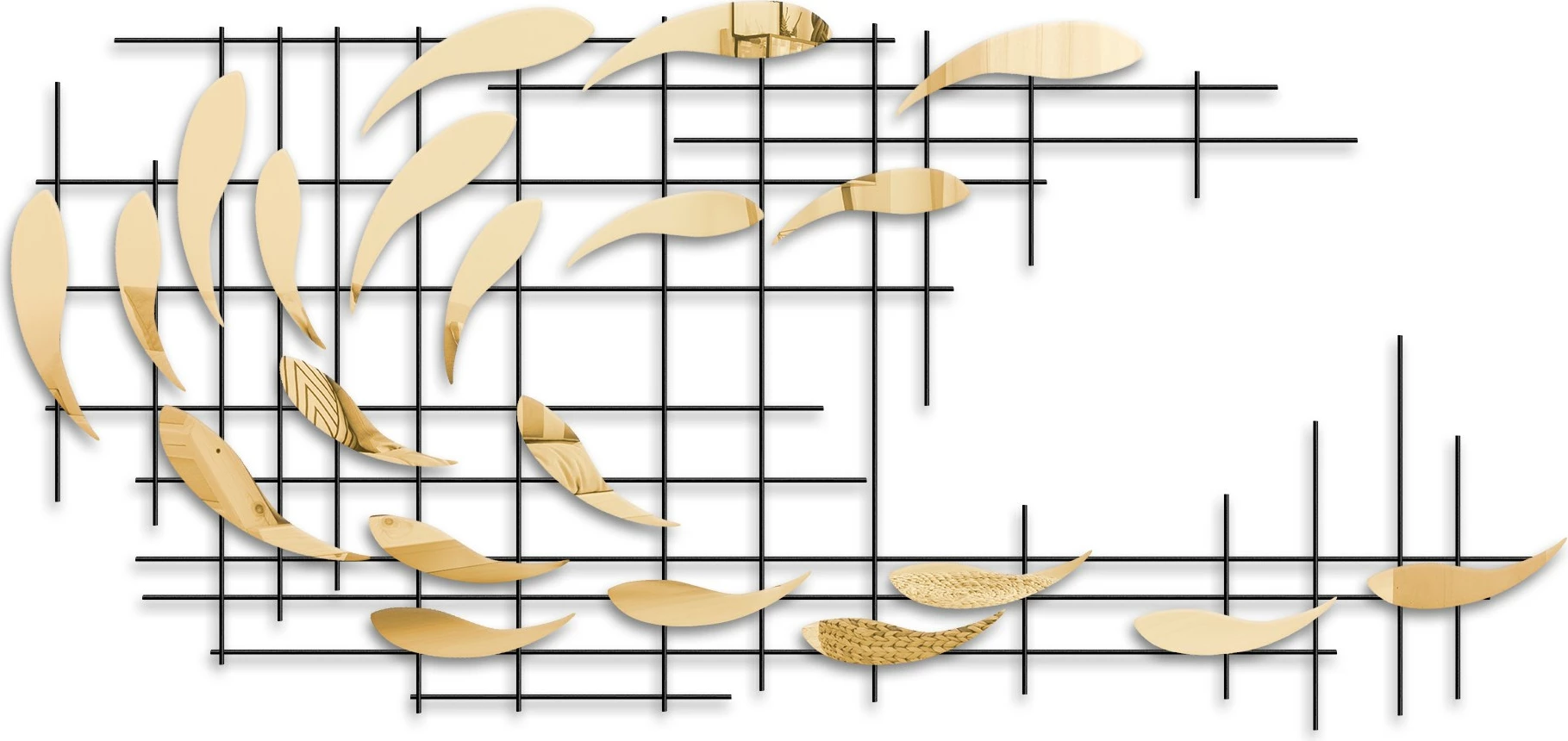 Aksesor dekorativ metalik për mur, Wallity Sheen - 1, shumëngjyrësh, 100x45x4cm