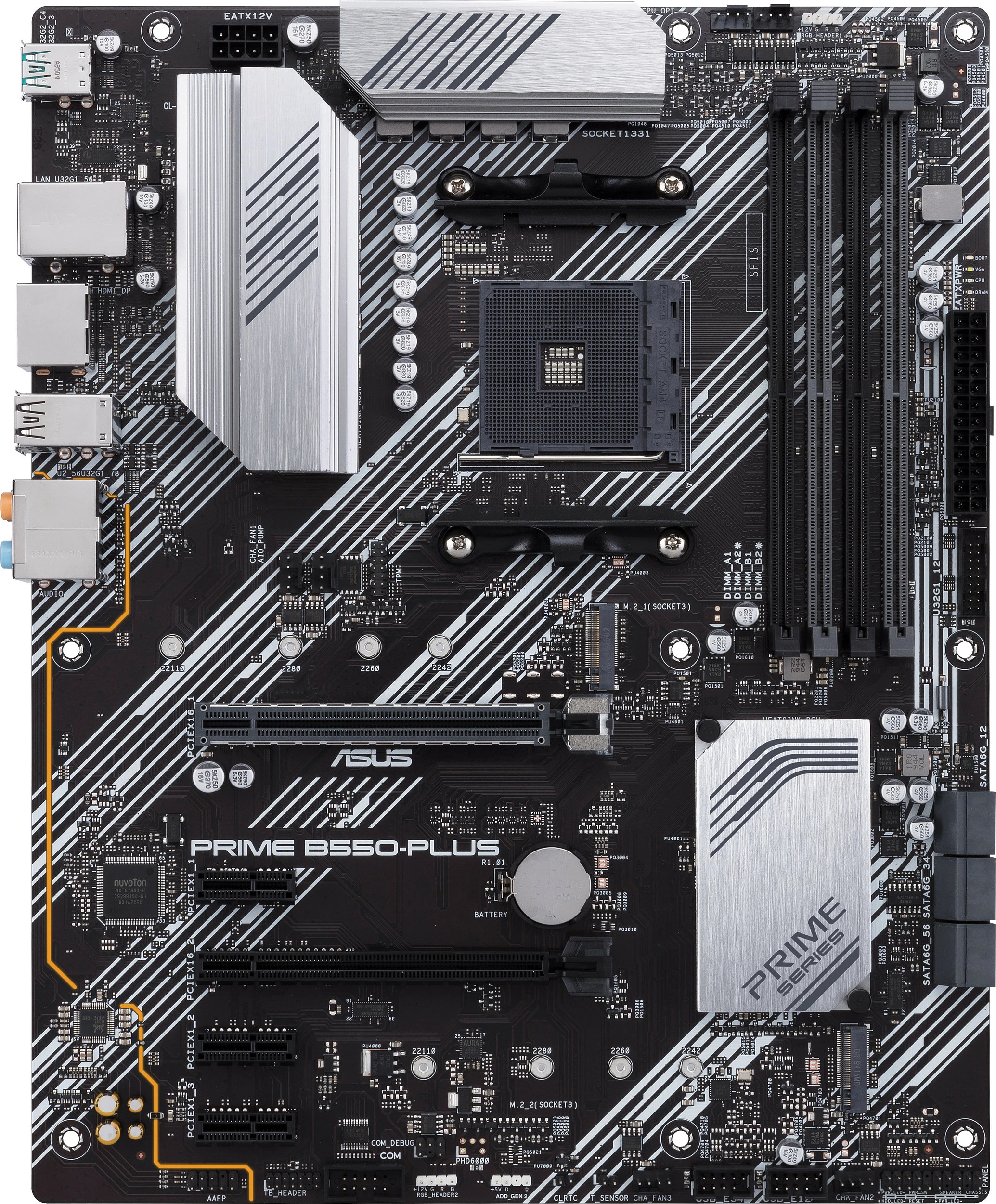 Pllakë amë ASUS PRIME B550-PLUS, Socket AM4, DDR4-SDRAM, 128 GB, E zezë dhe argjend