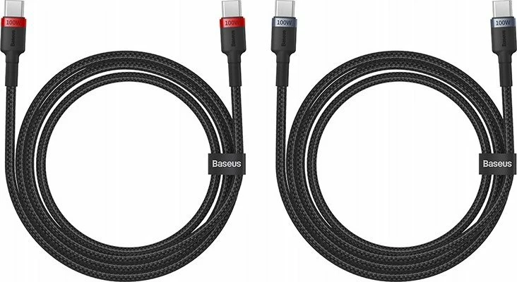 Kabllo USB-C në USB-C Baseus Cafule BSU4887 100W PD 1 m, set 2 copë, e zezë