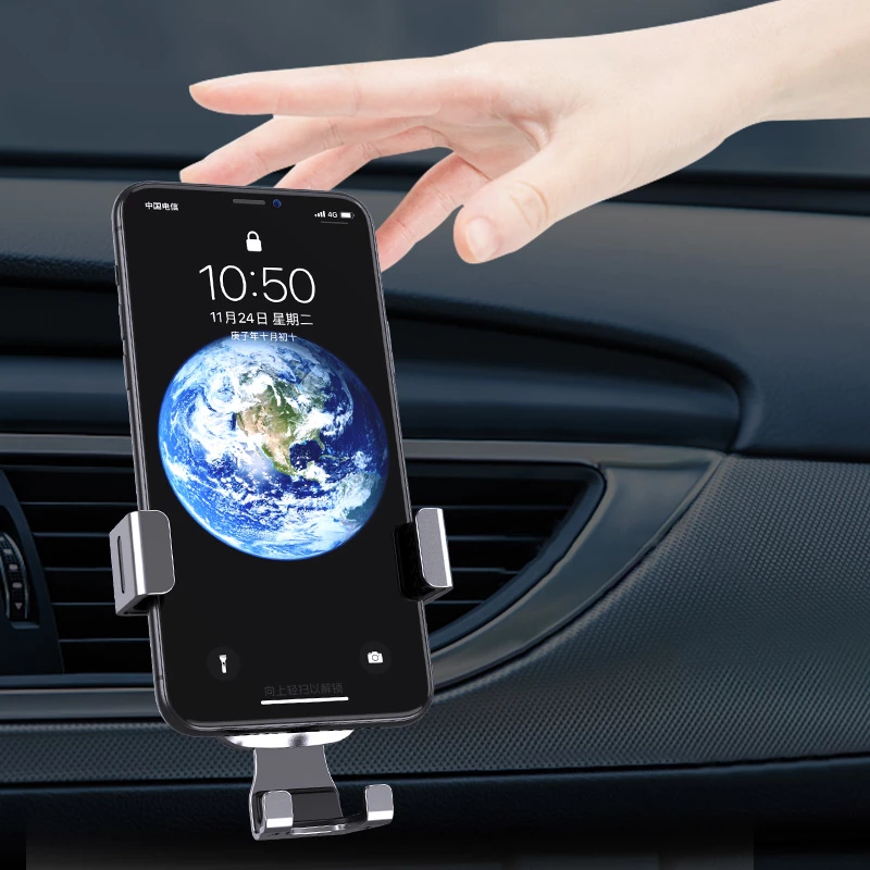 Mbajtës gravitacional për celular Hurtel YC08 për ventilator të makinës, argjendtë
