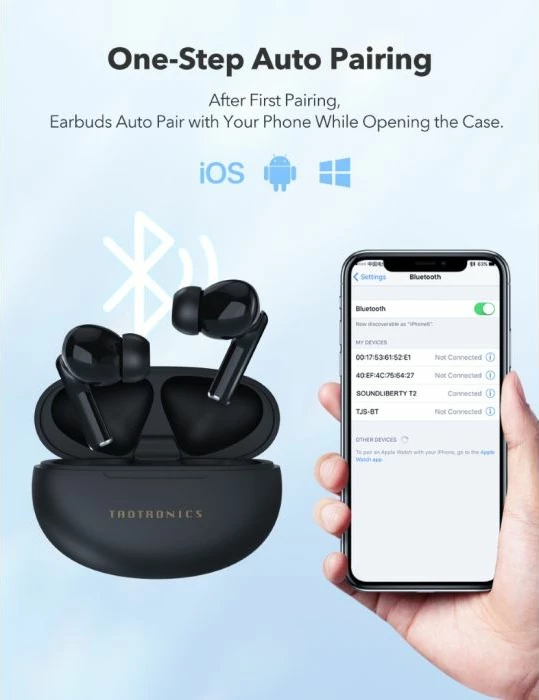 kufje wireless TaoTronics TT-BH1122, Bluetooth 5.3, driver 13mm, ENC, me kuti karikimi, të zeza