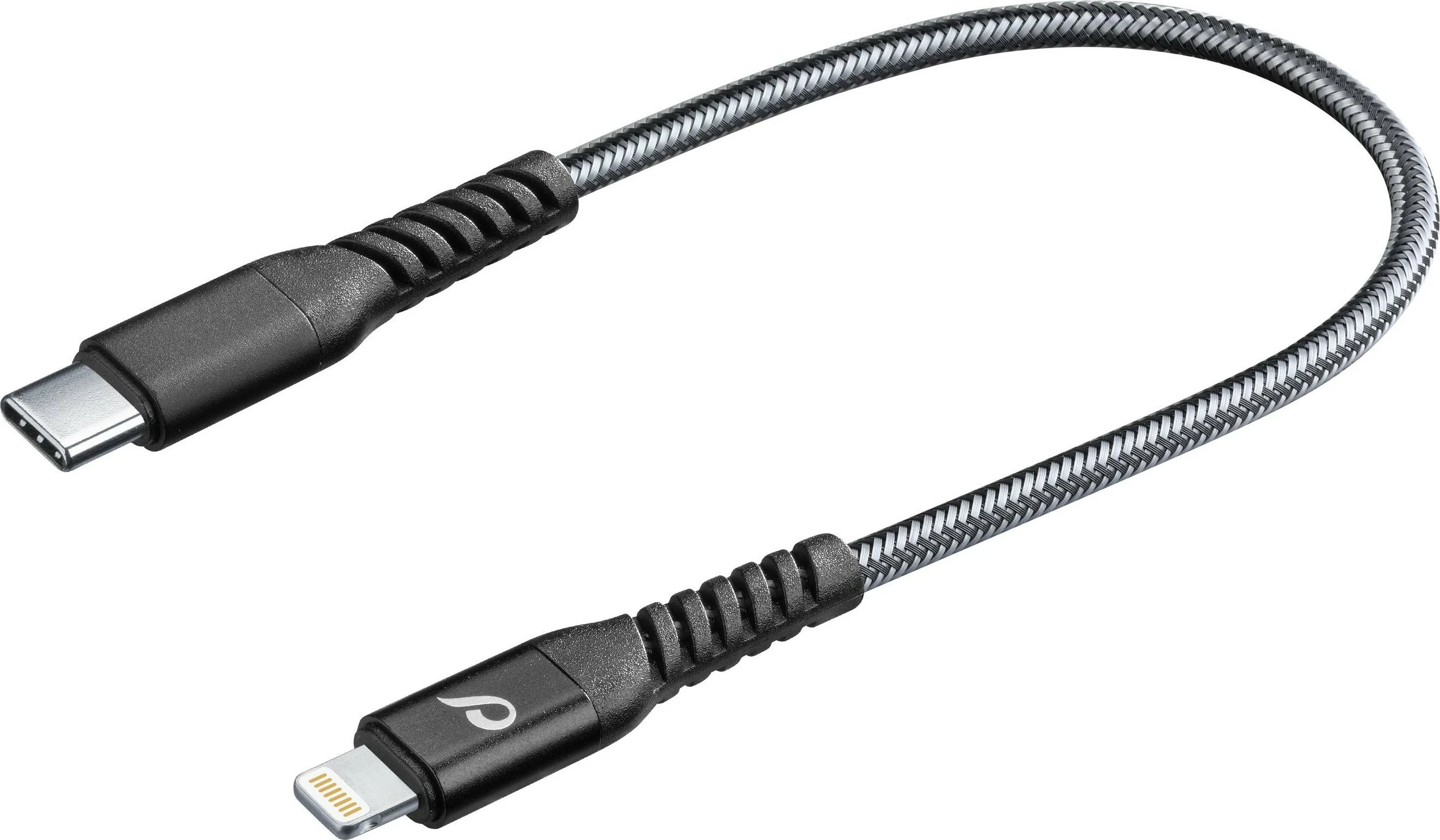 Kabllo USB-C në Lightning Cellular Line Tetra Force Cable 15cm, e zezë