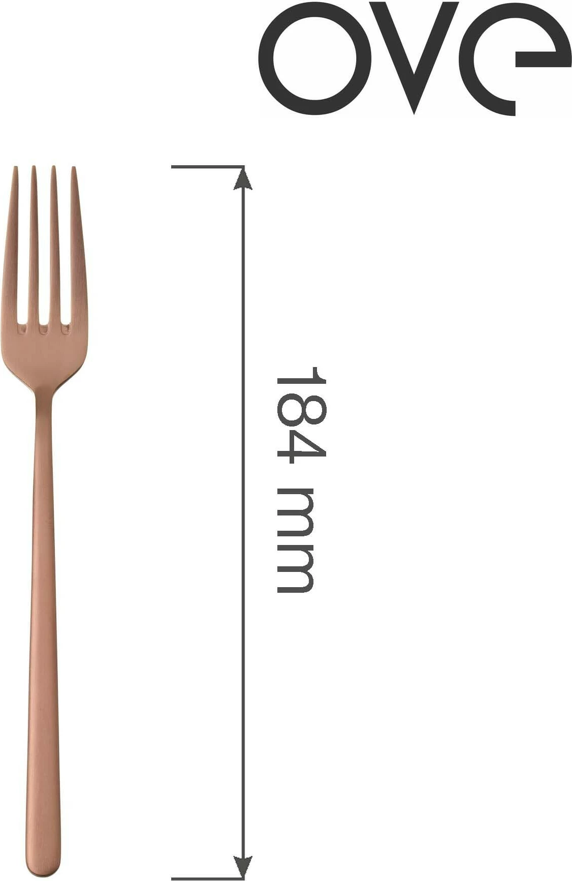 Pirun ëmbëlsire OVE Amarone 184 mm, 4 mm, çelik inox 18/10, set 12 copë, ngjyrë bakri