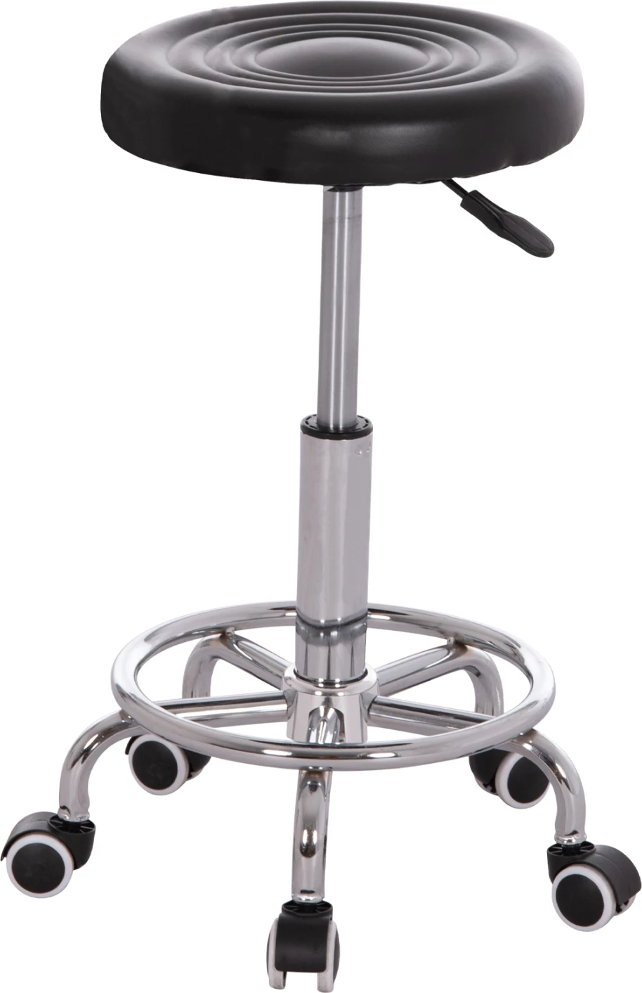 Tabure rrotullues për zyre IRIS, lëkurë artificiale e zezë, set prej 2 copë, FH212.21, Φ32x45-60cm