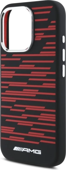 Mbështjellës Mercedes AMG Silicone Graphics MagSafe për iPhone 16 Pro, i zi