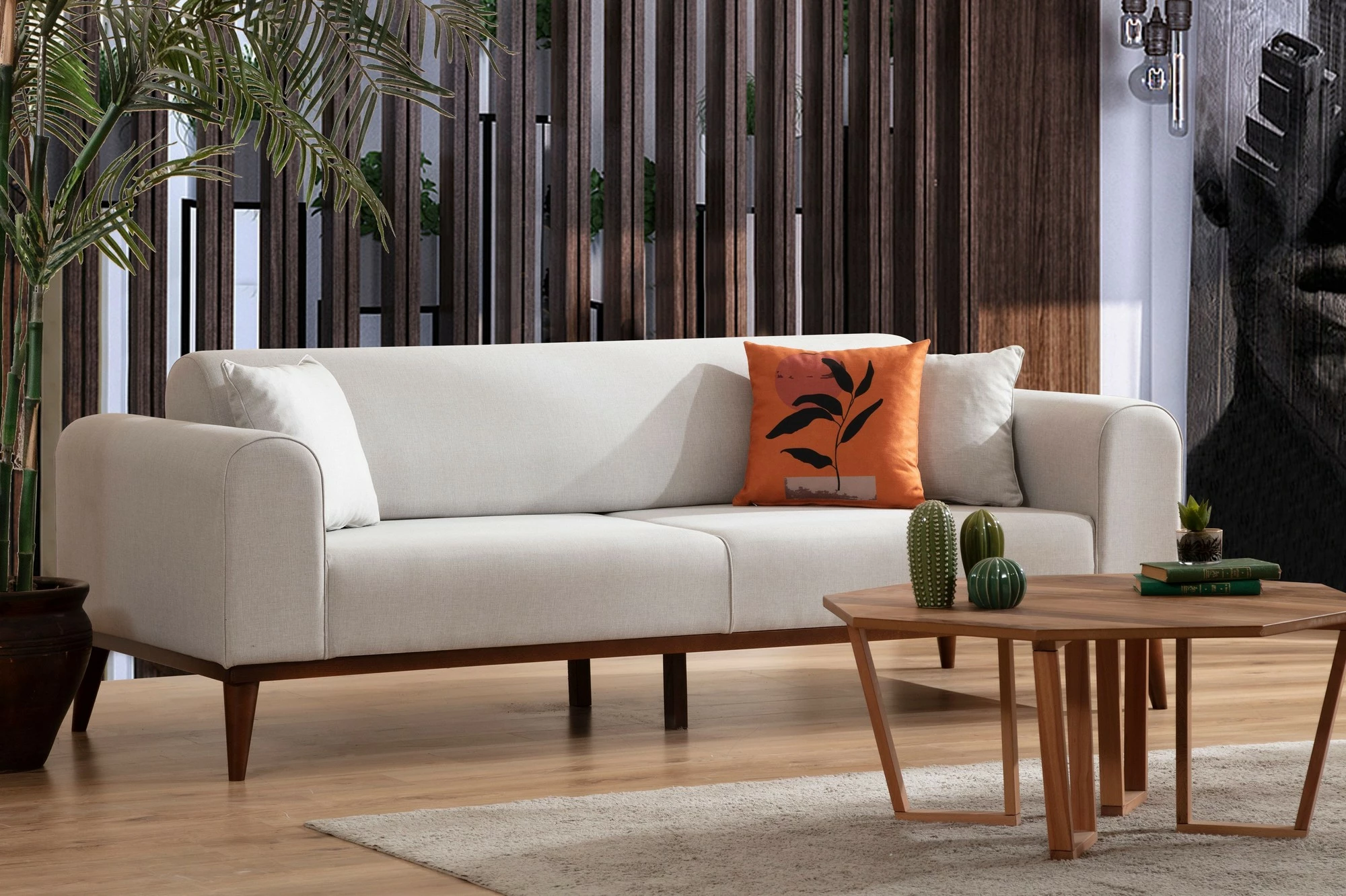 Divan-krevat treshe Atelier del Sofa, Cofi 3 vendësh, ngjyrë krem