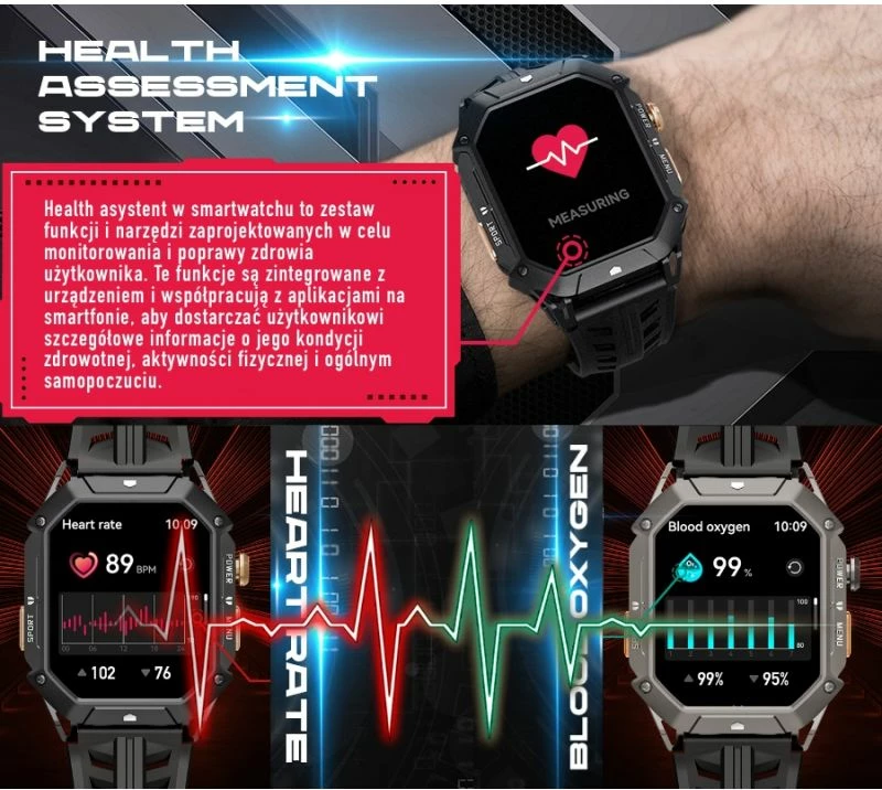 Smartwatch për meshkuj Rubicon, e zezë