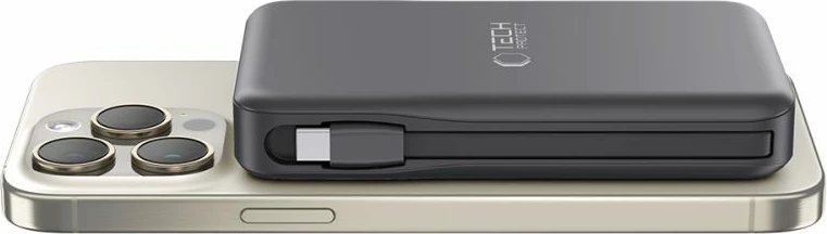 Power bank Tech-Protect LifeMag PB31, 10000mAh, MagSafe, USB-C/USB-A, kabllo të integruara, e zezë