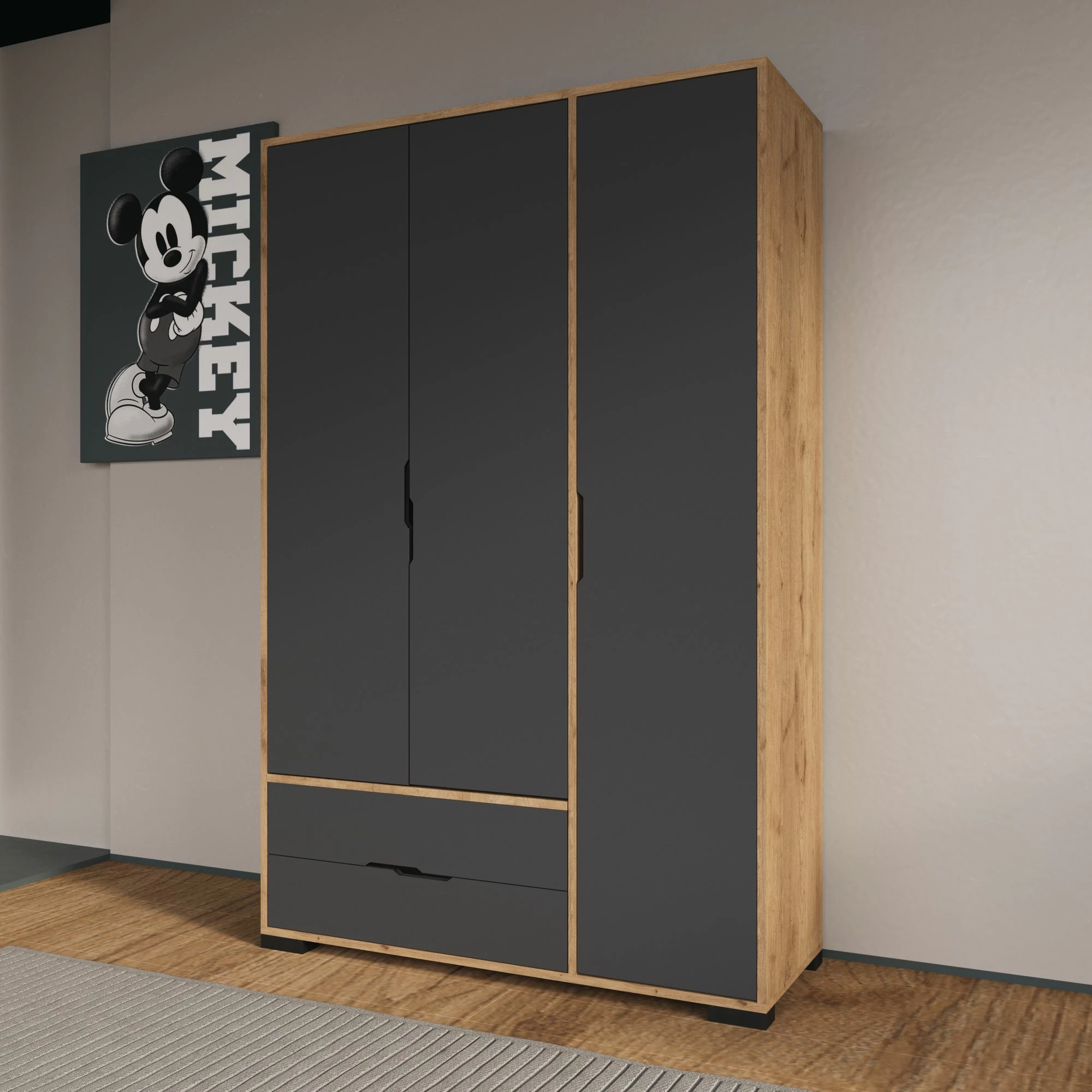 Dollap Skye Decor me sirtarë Royal 120, ngjyrë lis dhe antracit