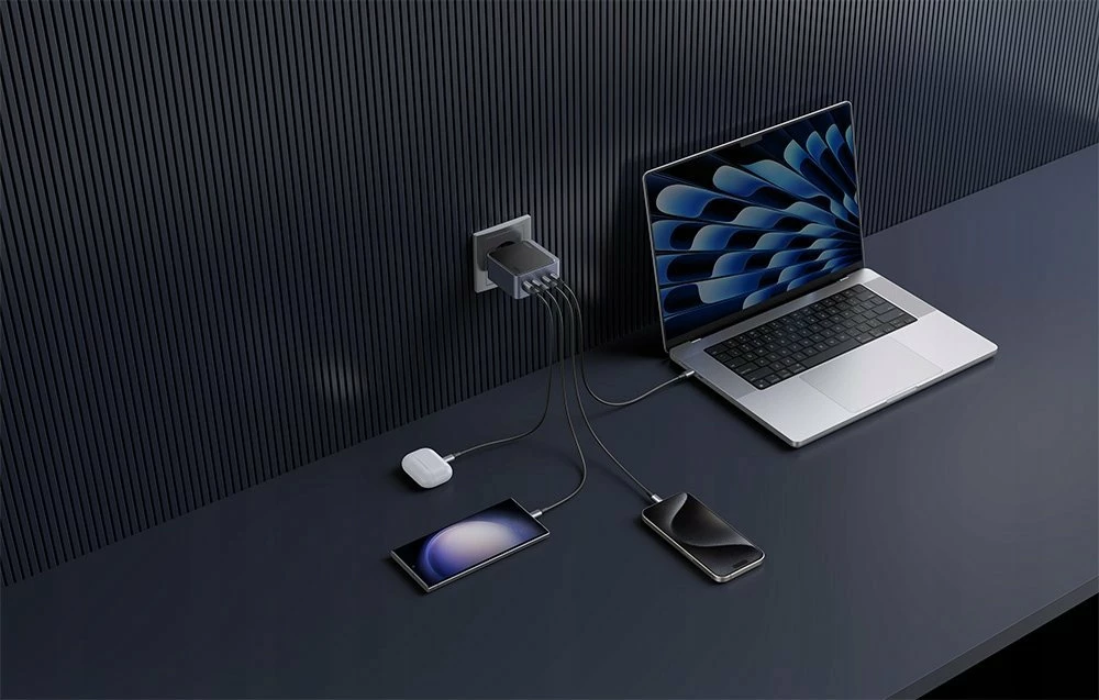 Karikues Ugreen Nexode Air 35043 100W 3x USB-C + 1x USB-A, pa kabllo, gri