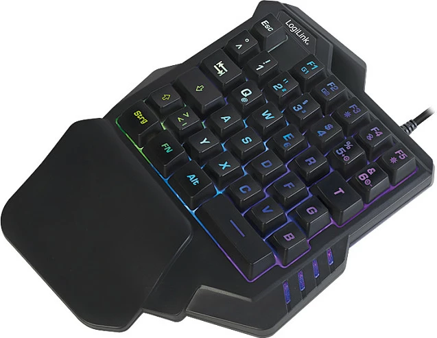Tastierë gaming njëdorëshe LogiLink, e ndriçuar RGB, e zezë