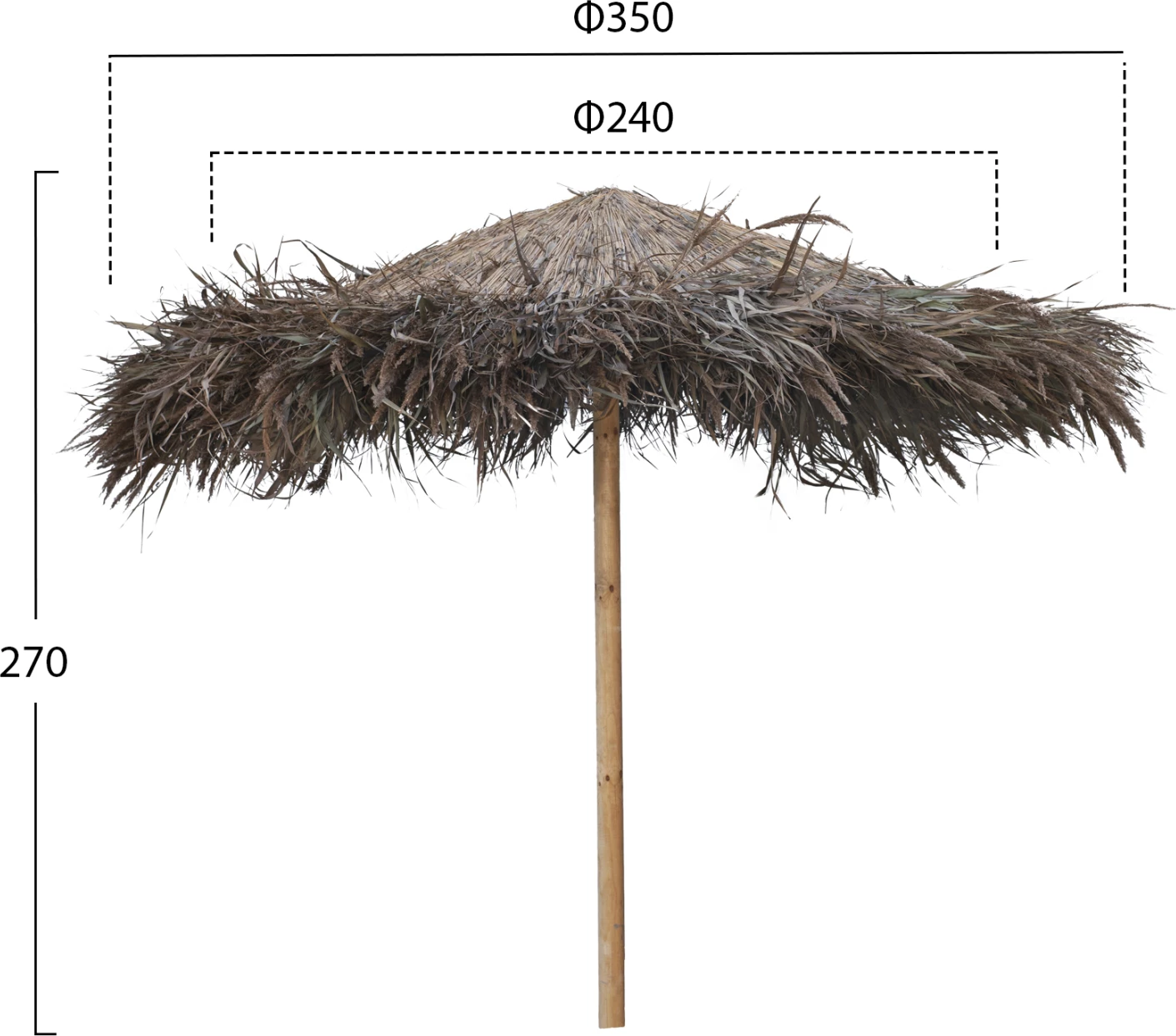 Ombrellë plazhi tropikale me trarë mbështetës Φ240x270Hcm.FH5897 6