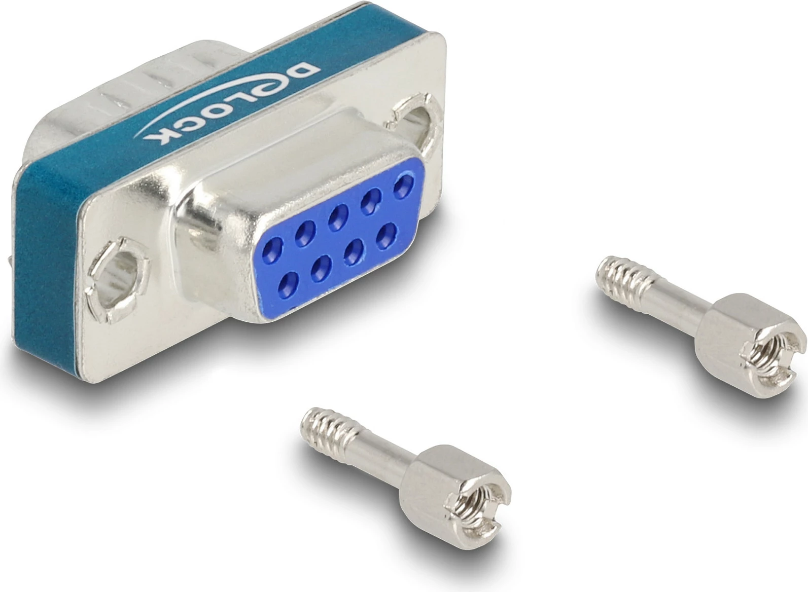 Adapter D-Sub 9-pin DeLOCK filtër RF/EMI low-pass, mashkull-në-femër, blu/argjendtë