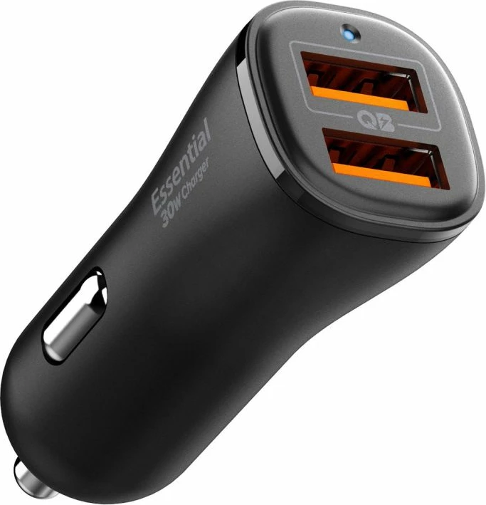 Karikues për veturë Spigen Essential EV302 30W, 2x USB-A, i zi, 1 copë
