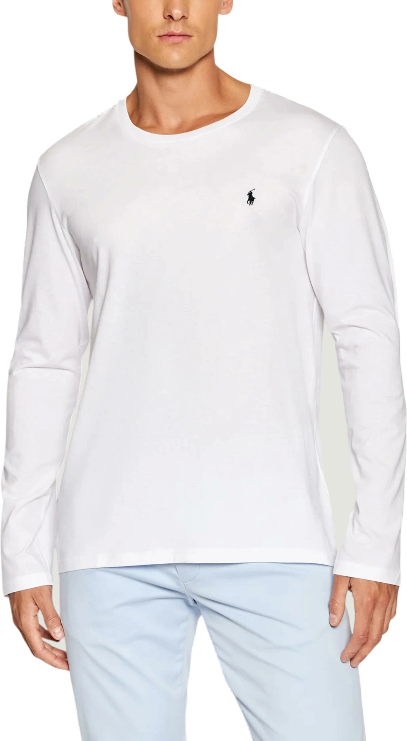 Maicë gjumi me mëngë të gjata për meshkuj Ralph Lauren L/S Crew Sleep Top 714844759004, e bardhë