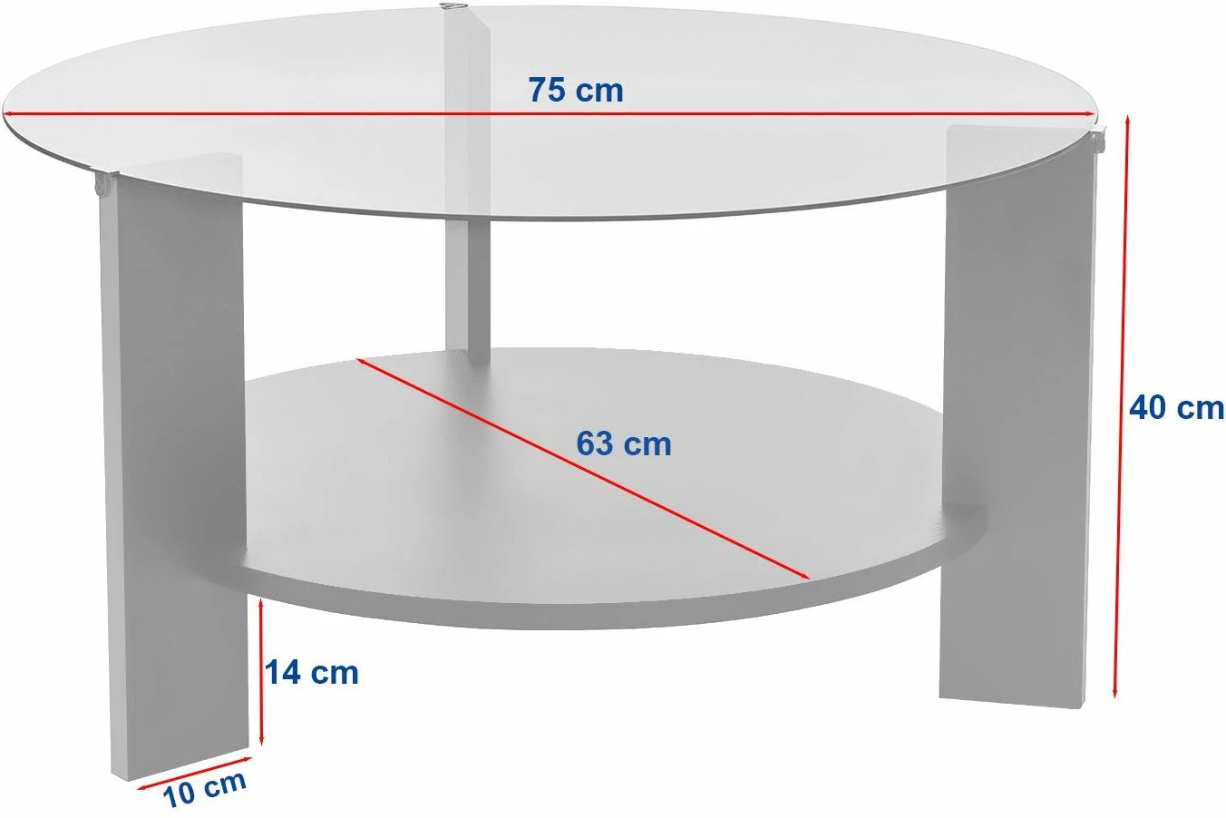 Tavolinë kafeje Nordure, Clara, ngjyrë lis safir, xham transparent