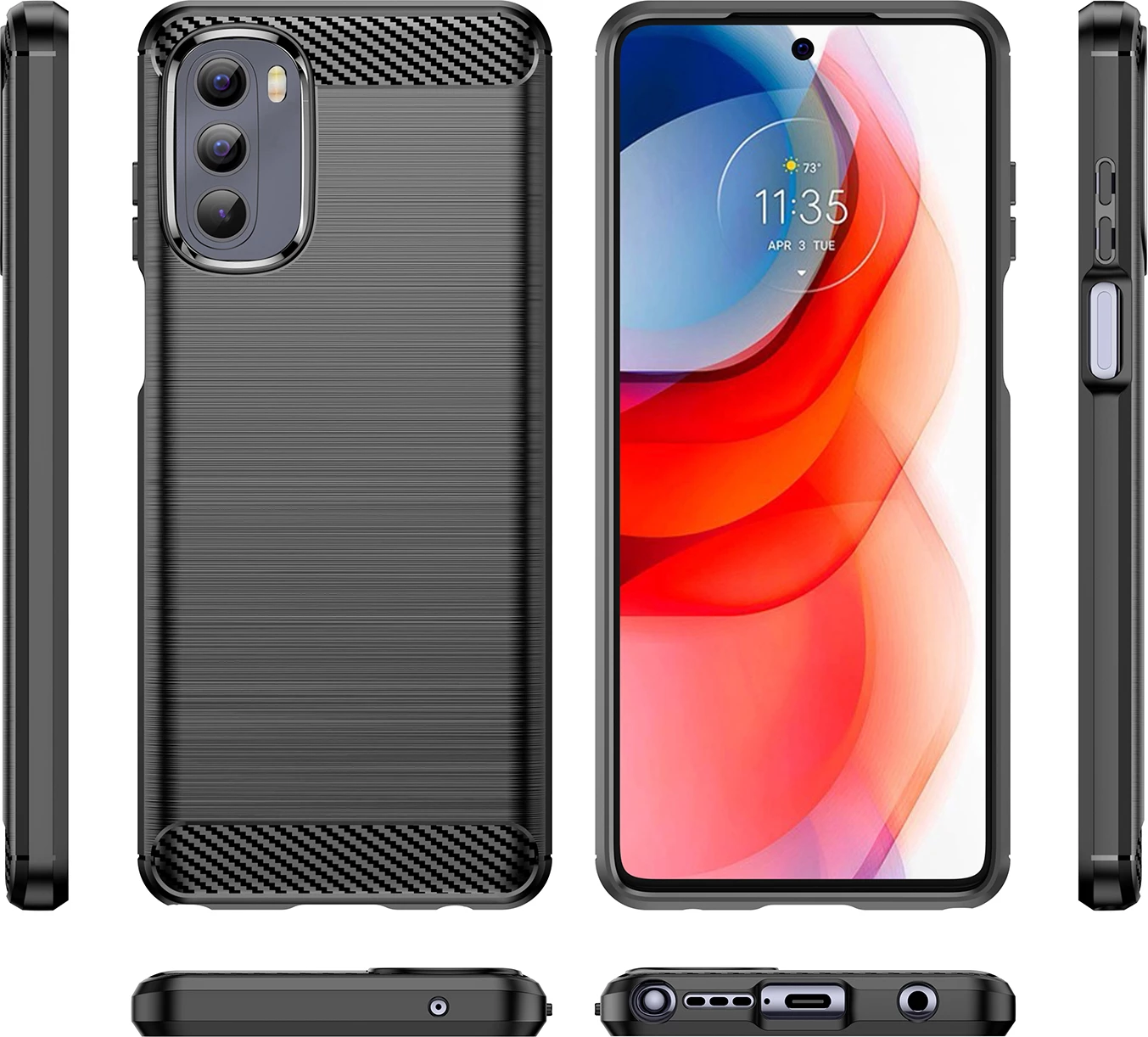 Mbështjellës Hurtel Carbon Case për Motorola Moto G Stylus 5G 2022, i zi